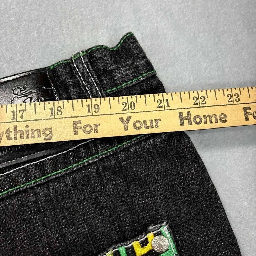 Five Elementz Jeans Mens 42x31 Y2K Black Baggy Embroidered  Streetwear Skater‎